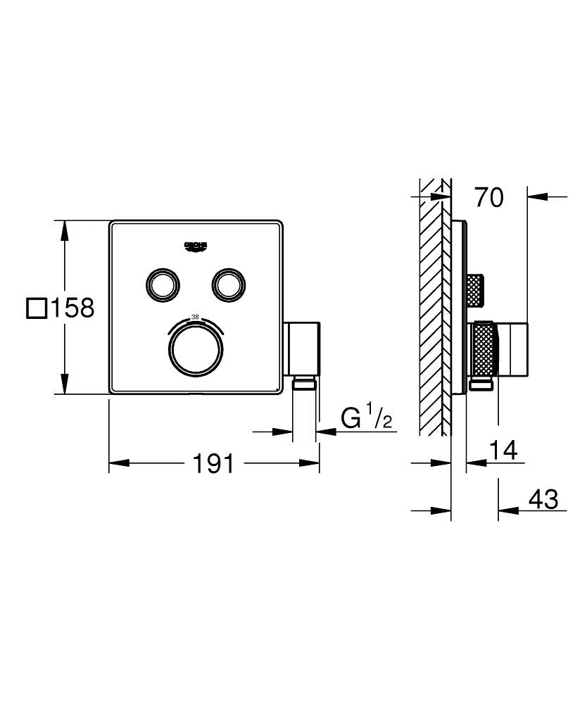 Grohtherm SmartControl termostat sa 2 funkcije 29125000