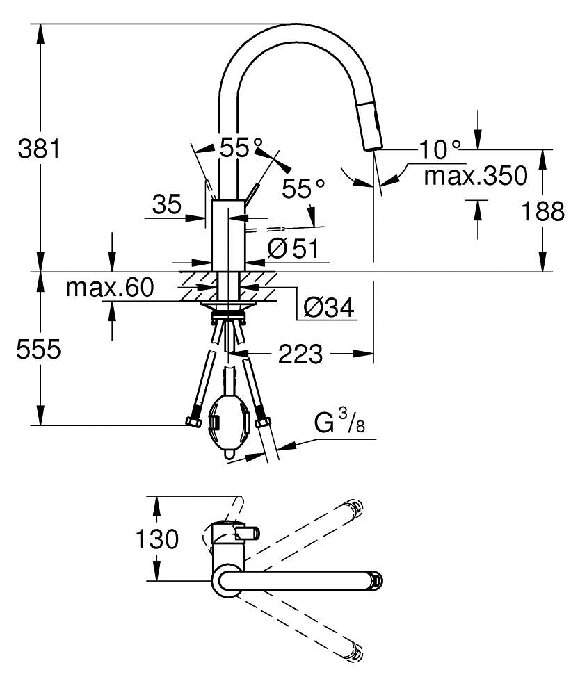 Eurosmart Cosmopolitan baterija za sudoperu 31481001