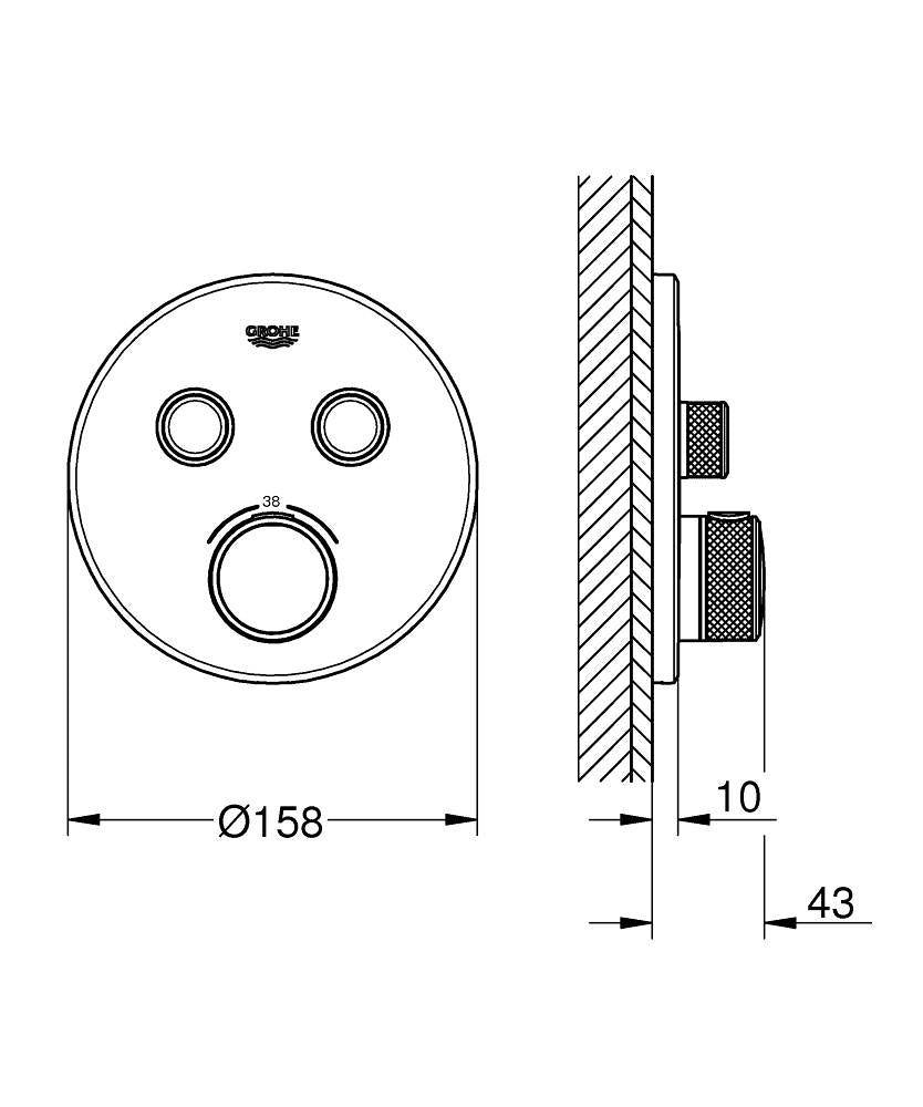 Grohtherm SmartControl termostat sa 2 funkcije hard graphite 29119A00