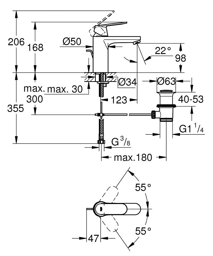 Eurosmart Cosmopolitan baterija za umivaonik M 23325000