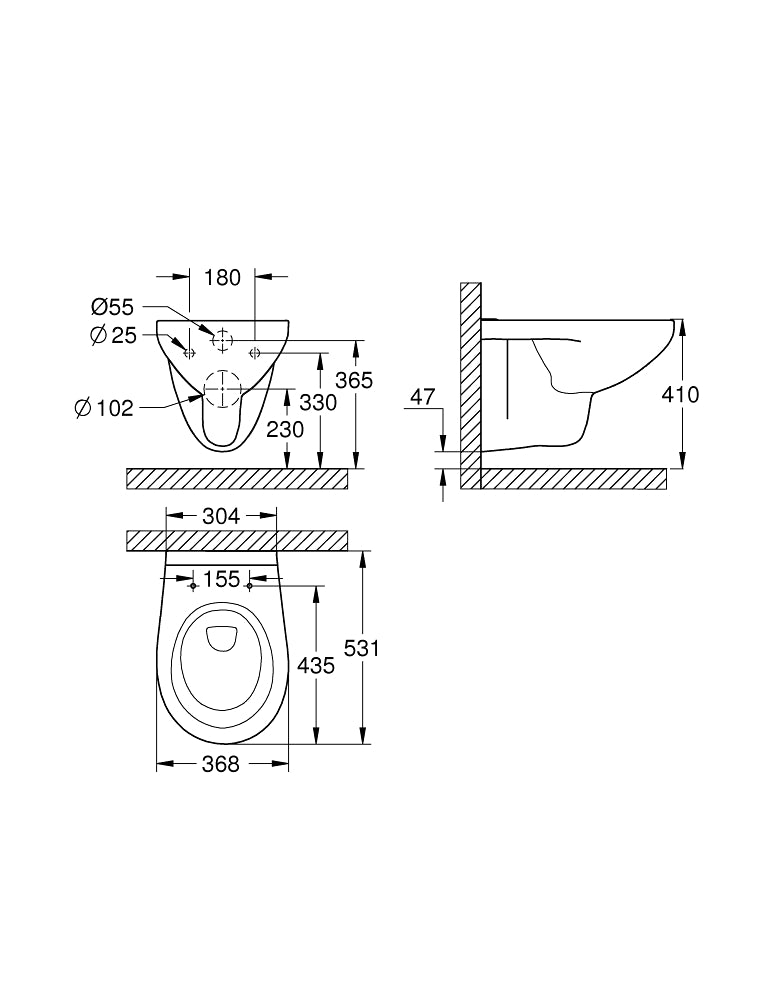 Bau Ceramic konzolna WC šolja rimless 39427000
