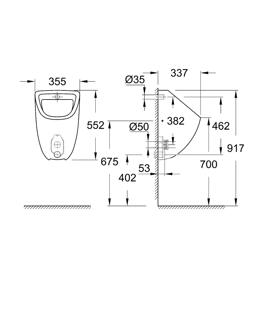 Bau Ceramic pisoar 39438000