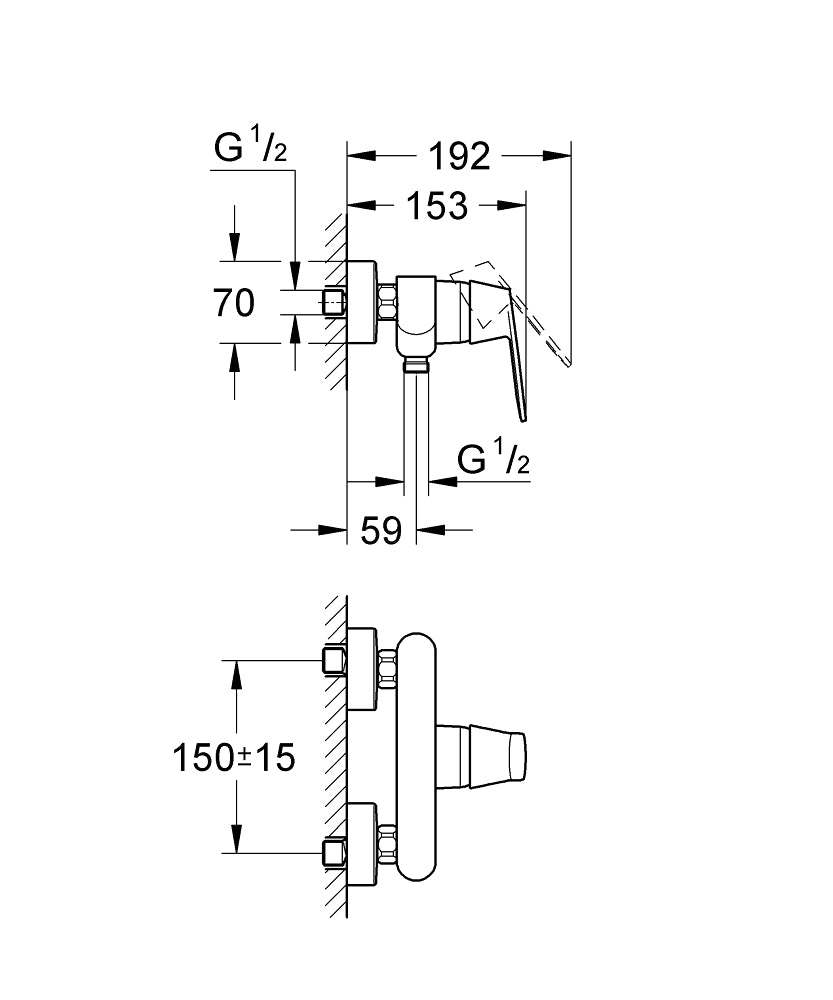 Eurosmart Cosmopolitan baterija za tuš kadu 32837000