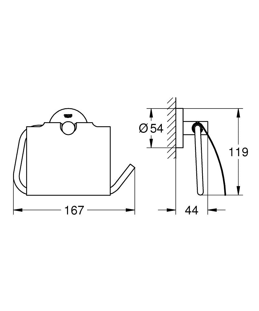 Essentials držač toalet papira sa poklopcem hard graphite 40367A01